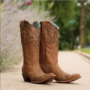 Corral vintage honey & gold glitter inlay boots